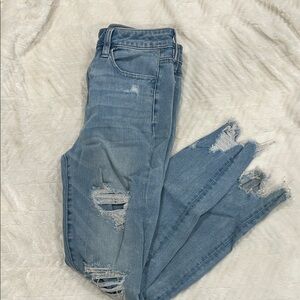 American Eagle Outfitters Light Blue Distressed Skinny Jeans